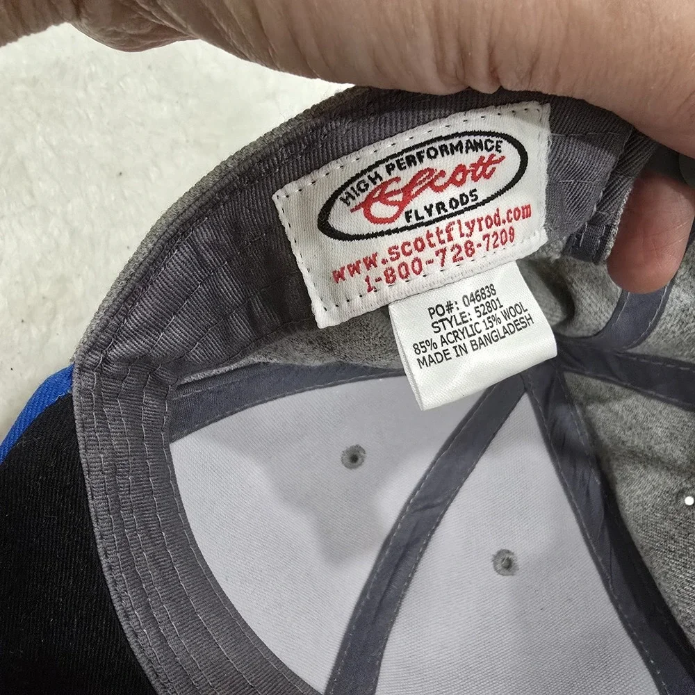Scott Fly Rods Hat‎ Snapback Cap Gray Blue Wool Blend Fishing Colorado USA